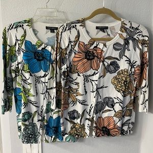 Two lightweight 3/4 length sleeve sweaters